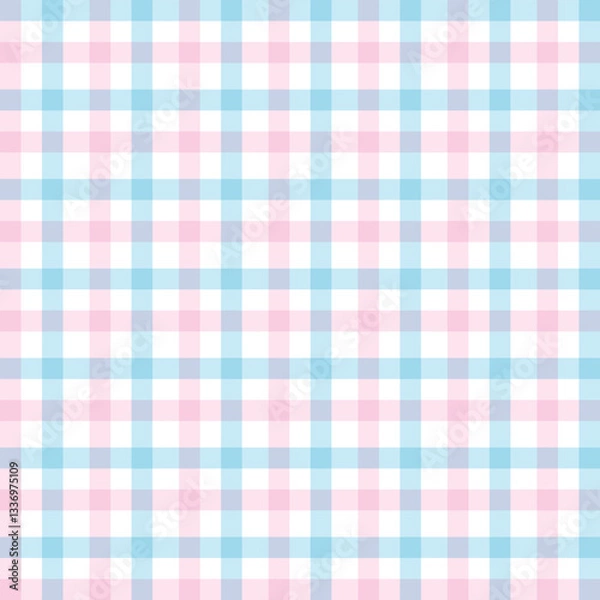 Fototapeta  light blue and pink Gingham pattern. Texture from plaid, tablecloths, , shirts, dresses, paper,textile products. Vector illustration..