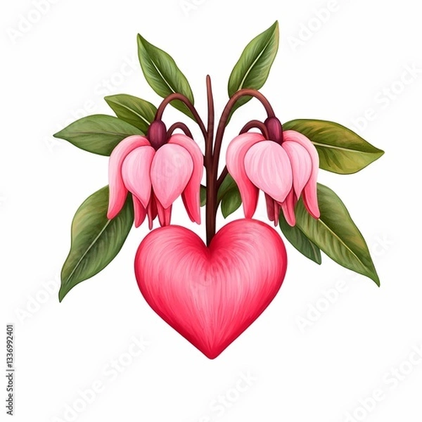 Fototapeta Heart-shaped flower arrangement with vibrant colors.