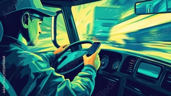 Obraz Drivers distraction cell phone