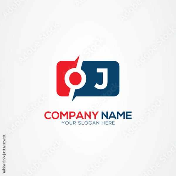 Fototapeta OJ or JO Creative Modern Letters Logo Design Element