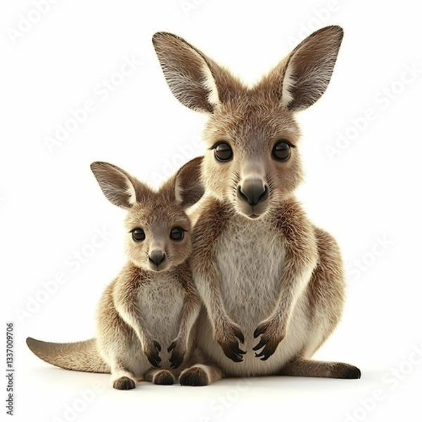 Obraz Cute kangaroos posing together in playful stance.