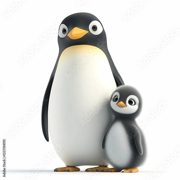 Fototapeta A cute pair of penguins standing together.