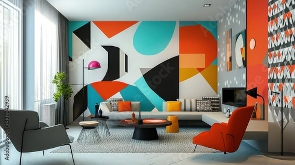 Fototapeta  Contemporary art pieces line the walls, adding character and a cosmopolitan flair.