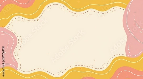 Fototapeta Bright pink and yellow illustrations with wavy lines on an Instagram story template, clear text area, full of energetic and fun vibes