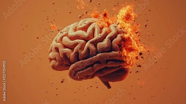 Obraz Burning Brain Explosion Concept Image