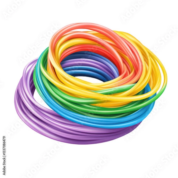 Fototapeta Colorful twisted plastic tubes arranged in a playful display