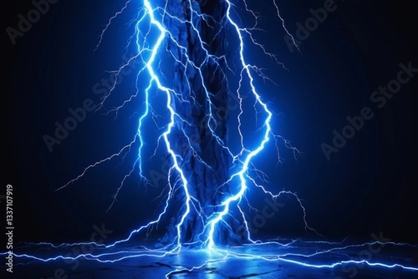 Fototapeta a close up of a lightning bolt hitting a tree in the dark