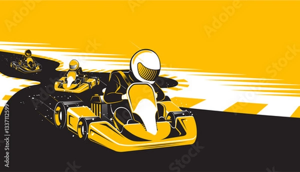 Obraz Go kart racing game competition. Karting tournament
