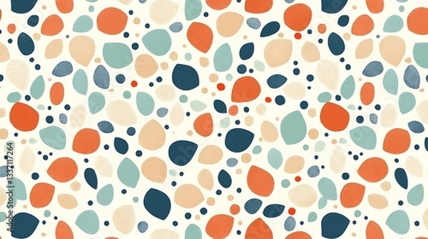 Fototapeta Watercolor pebble pattern on a cream background, ideal for surface design or textile use