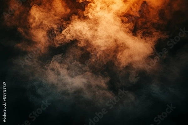 Fototapeta Abstract smoky background with vibrant orange and grey hues