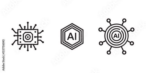 Fototapeta Ai technology concept vector illustration artificial intelligence machine learning icons set design