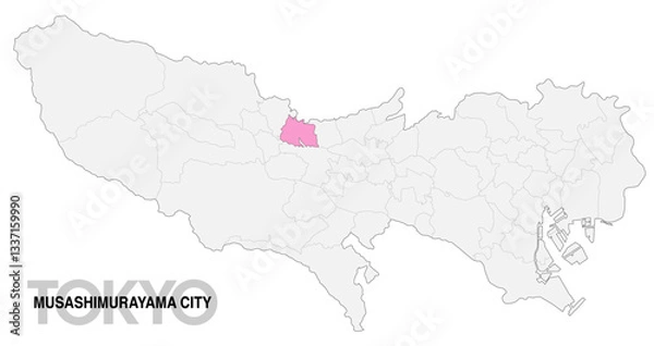 Fototapeta 東京都武蔵村山市の位置地図 境界線有_1