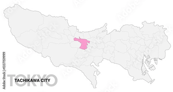 Fototapeta 東京都立川市の位置地図 境界線有_1