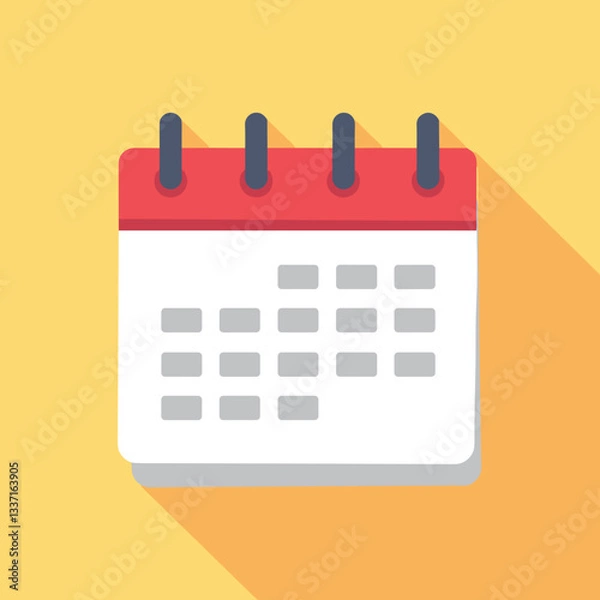 Fototapeta Calendar illustration with simple design and vibrant yellow background