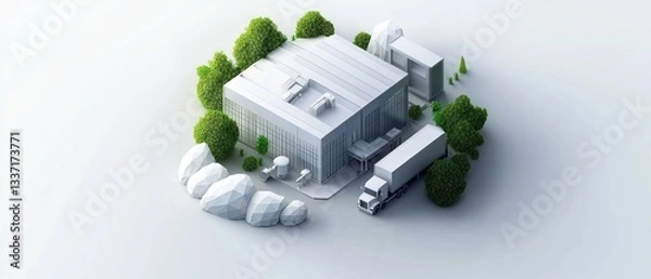 Obraz Sustainable warehouse complex isometric view