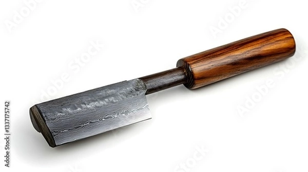 Fototapeta Knife with Wooden Handle on White Background 3D Illustration..