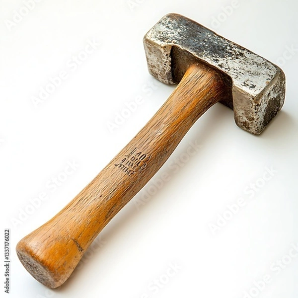 Fototapeta Old Hammer on White Background Vintage Style Close Up..