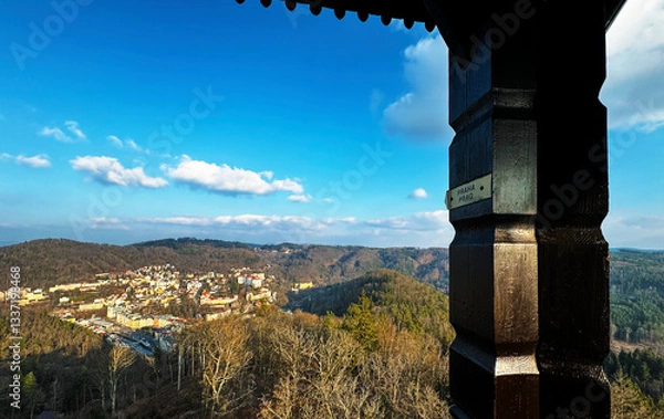 Fototapeta View from the observation tower "Diana" with a sign towards Prague