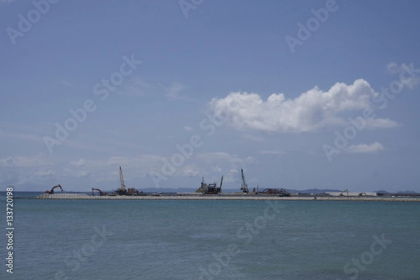 Fototapeta 那覇空港 滑走路建設