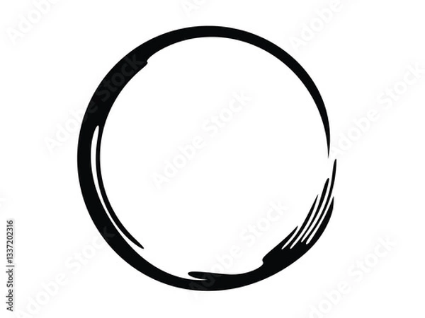 Obraz Grunge circle made with art brush. Grunge circle made with black paint.
