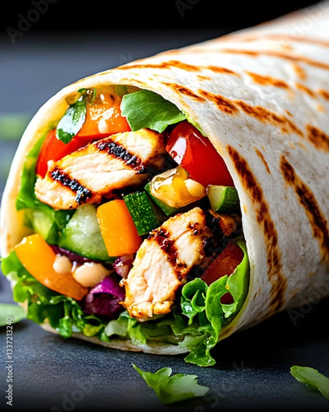 Obraz Grilled chicken and vegetable wrap (1)