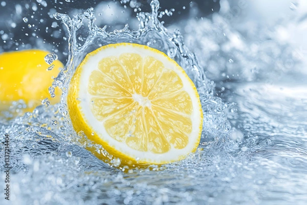 Fototapeta Halved lemon splashing in water