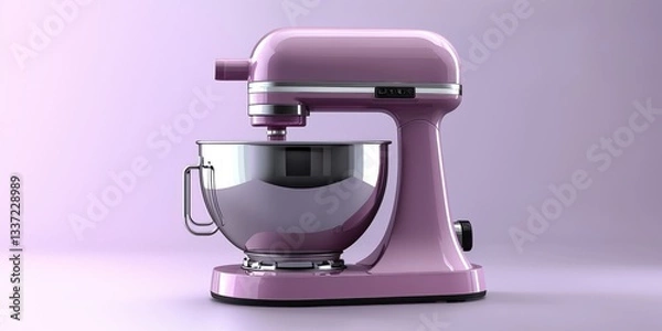 Fototapeta Showcasing a modern stand mixer in a soft lavender background
