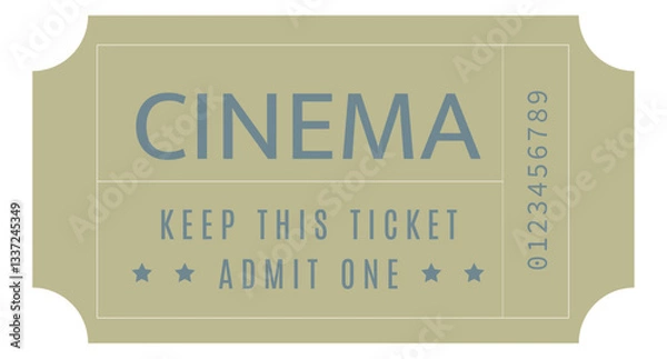 Fototapeta Cinema Ticket, Admit one ticket, Coupon sale, Ticket sale, Vintage Coupon