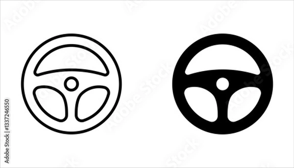 Fototapeta Steering wheel icon set, Car wheel vector icon, Car automobile steering wheels on white background