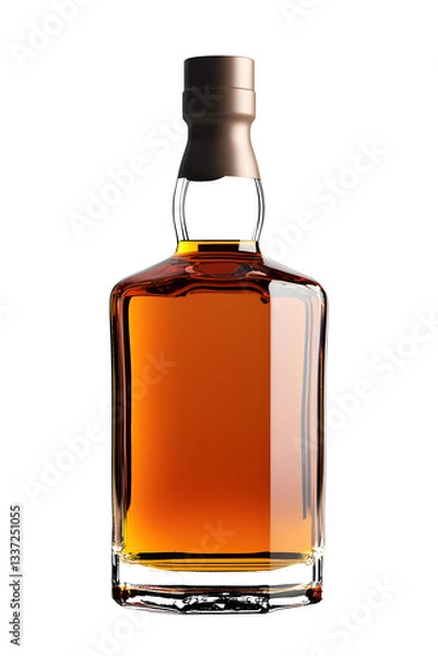 Fototapeta A bottle of liquor is shown in a clear glass