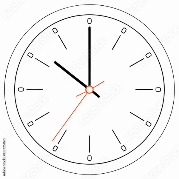 Fototapeta Analog clock vector icon in outline style