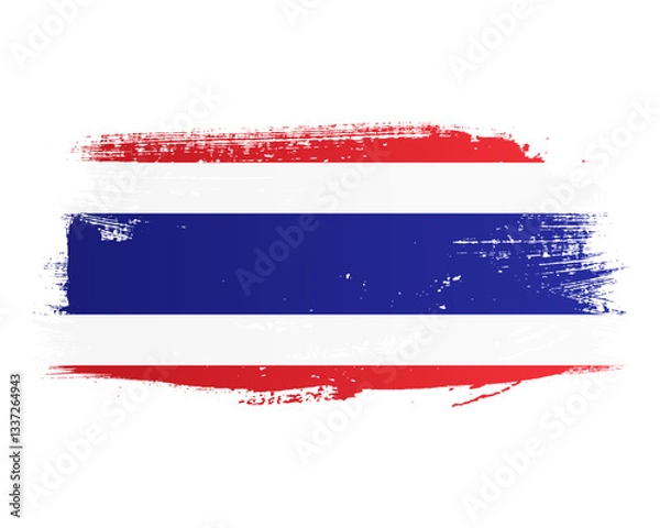Fototapeta Ink paint brush Thailand flag png transparent background. Thai grunge classic texture splatter flag for independence day