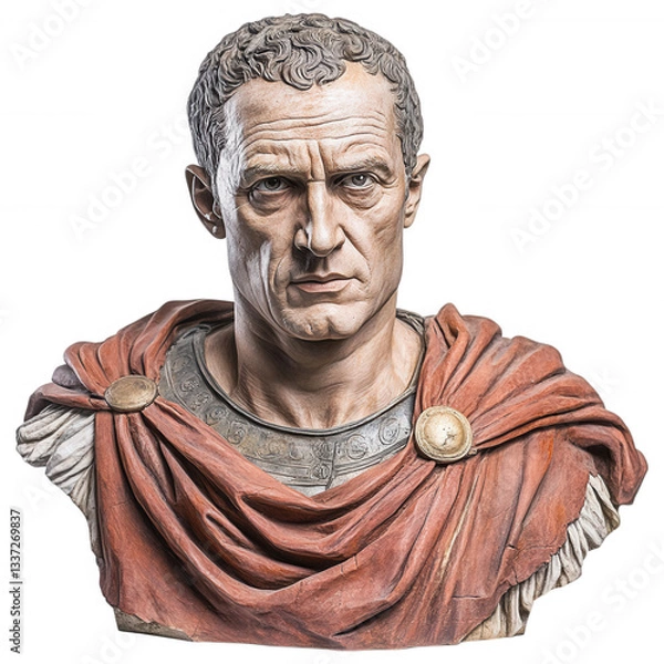 Fototapeta Julius Caesar Roman Emperor Bust Illustration in Realistic Style