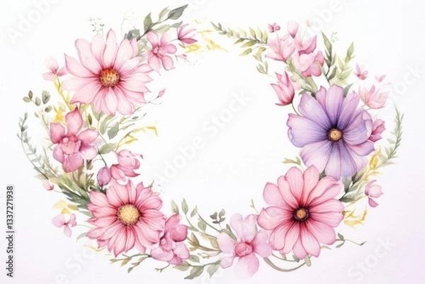 Fototapeta Spring flower wreath pattern plant inflorescence.
