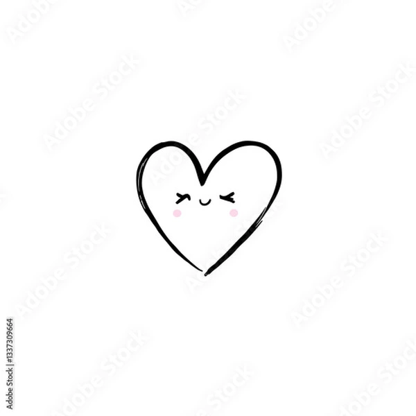 Fototapeta Workflow Solutions, Smiling Heart, hand-drawn, pink, love