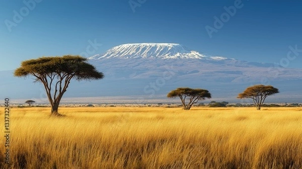 Fototapeta a vast open savannah with golden grasses gently swaying in the wind
