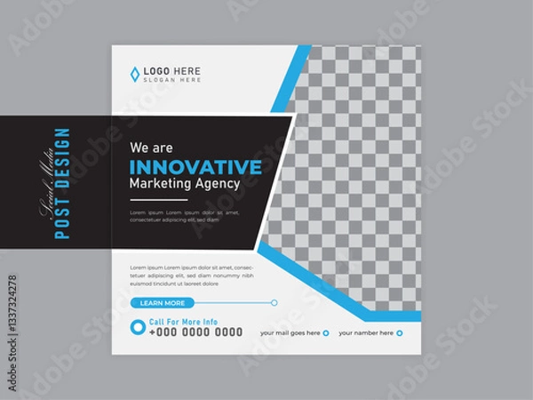 Obraz Business marketing agency promotion social media post vector template. Set of Editable minimal square web banner