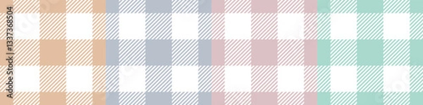 Obraz Seamless buffalo check plaid pattern in pastel colors featuring orange, lavender, pink, and mint green