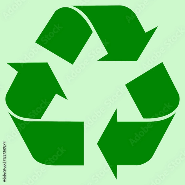 Obraz Icono simbolo de reciclaje verde aislado sobre fondo claro 