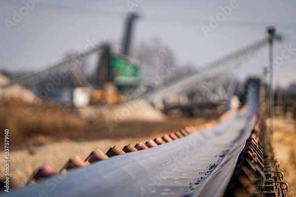 Fototapeta belt conveyor in a mine - aggregate transport - production automation