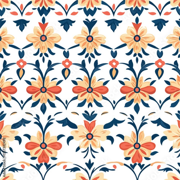 Fototapeta Abstract Seamless Geometric Florals Pattern Background