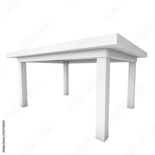 Fototapeta White Table. 3D render isolated on white. Platform or Stand Illustration. Template for Object Presentation.