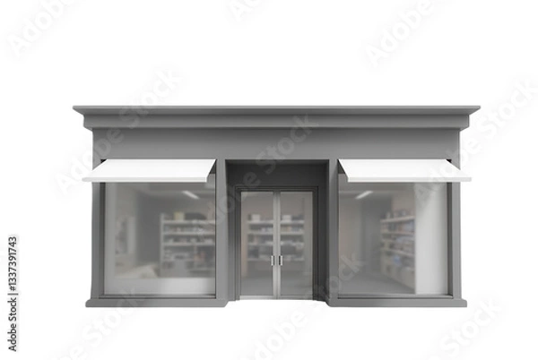 Obraz Modern Retail Storefront with Awning and Display Windows