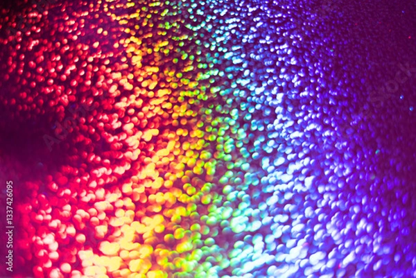 Fototapeta sparkling shiny paper bokeh rainbow glitter prism effect sequins wallpaper backdrop background colorful pink purple blue sunshine glimmer shine girly spangle dots shimmer shimmering glisten gleam
