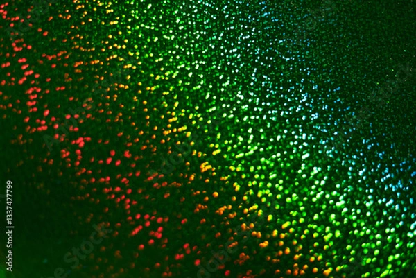 Fototapeta sparkling shiny paper bokeh rainbow glitter prism effect sequins wallpaper backdrop background colorful green blue sunshine glimmer shine girly spangle dots shimmer shimmering glisten gleam