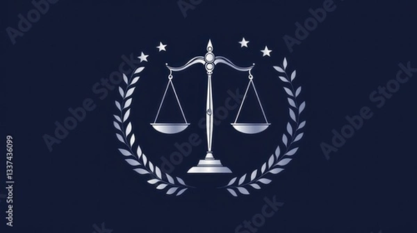 Fototapeta Justice Scales Emblem on Dark Background. Potential Stock Use