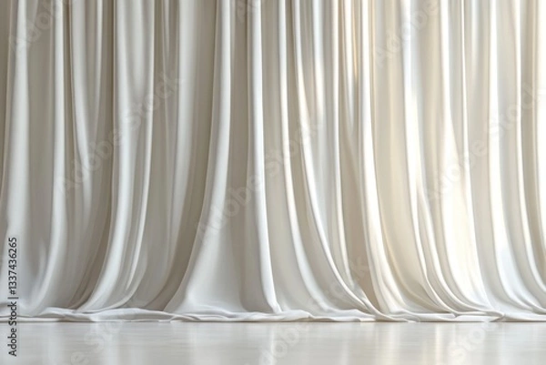 Fototapeta Soft, white drapes gracefully fall, casting a gentle glow