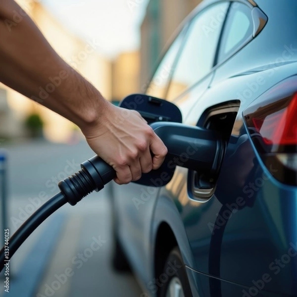 Fototapeta Charging an Electric Vehicle