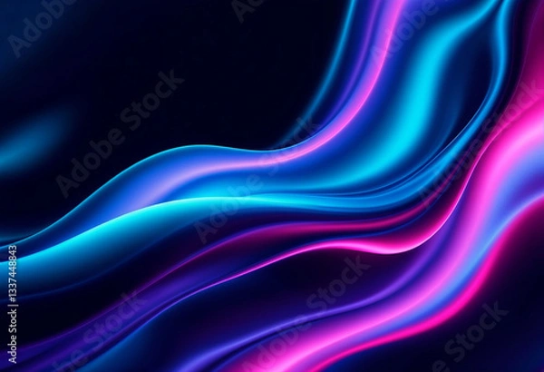 Fototapeta A mesmerizing abstract composition of smooth, flowing lines in vibrant blue and pink hues, creating a dynamic, fluid visual effect.