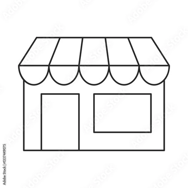 Obraz Collect instore icon of cute shopfront for click and collect online shopping concept outline vector